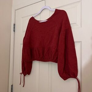 Aerie Crimson Balloon Sleeve Crop Top
